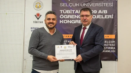 TÜBİTAK 2209 A/B Öğrenci Projeleri Kongresi’nde dereceye giren öğrencilere Teşekkür Belgesi 